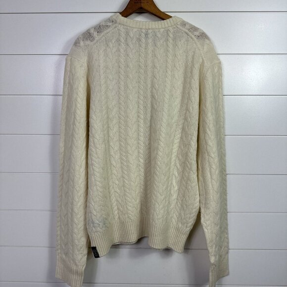 Todd Snyder 100% Lambswool Cable Crewneck Pullover Sweater Ivory sz L - Picture 7 of 9